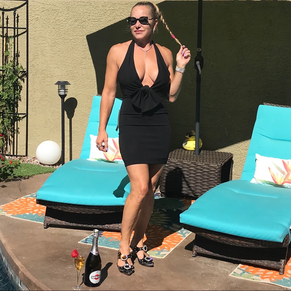 Bebe Black Halter Mini Dress
